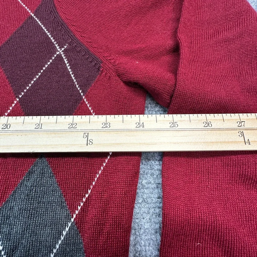 INC International Concepts Argyle‎ Sweater Mens XXL Red Merino Wool Blend